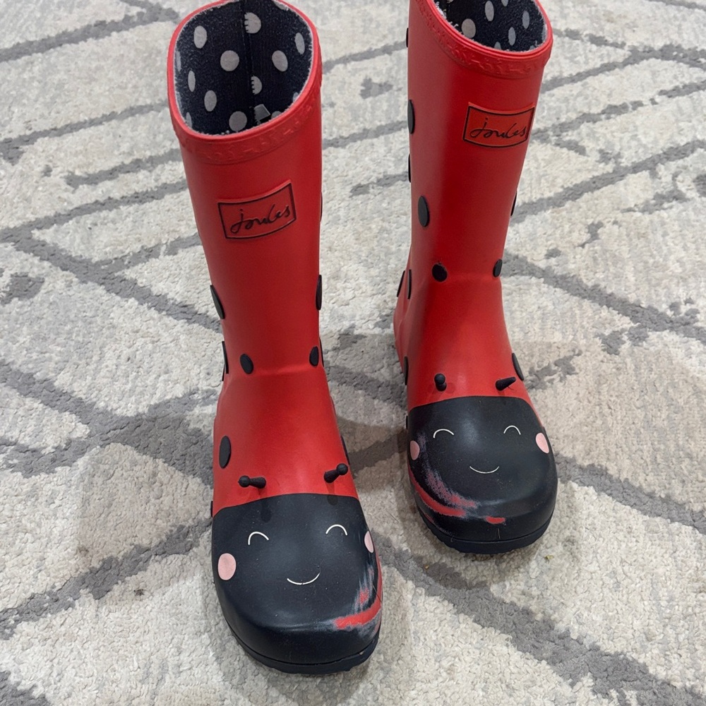 Joules Red and Black Ladybug Kids' Boots